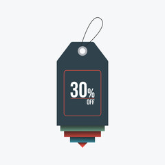 Dark gray sale tag with thirty percent off discount displayed