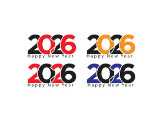 2026 Happy New Year Modern Typographic Design Template. Abstract Geometric Minimalist Vector Illustration for Greeting Card, Banner, or Calendar Cover.