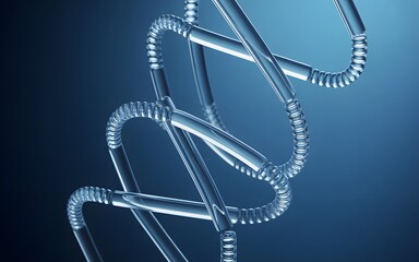 Conceptual Model of Dna Strand on Blue Gradient Background