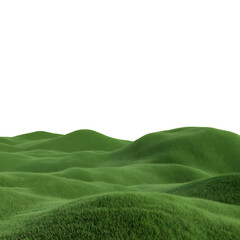 Green grassy hills landscape rolling with soft natural lighting creating peaceful rural outdoor background on transparent