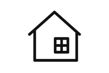 House line art icon representing home, property, real estate, dwelling, residential building symbol on transparent background