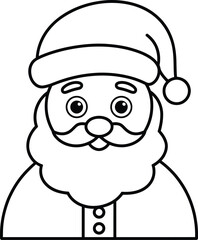 Cute Santa Claus face line art illustration