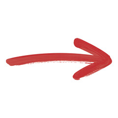 Red brush stroke arrow isolated on transparent background used for presentation template and graphic design with copy space