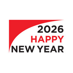 2026 Happy New Year Business Logo Icon with Red Corporate Geometric Banner Shape