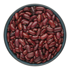 Red kidney beans in bowl for healthy raw vegan vegetarian protein food diet ingredient against transparent background close up legume