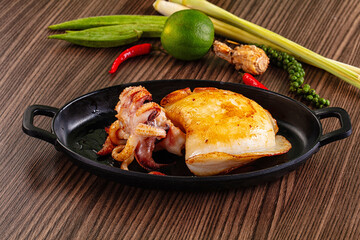Gourmet roasted whole cuttlefish seafood