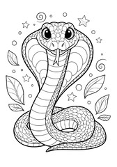 Fototapeta premium Close-up of the cobra. coloring book