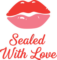 Obraz premium Sealed with love romantic kissing lips design for valentine s day love celebrations