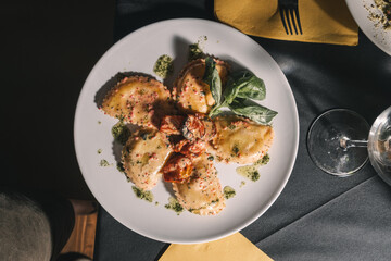 Pasta and plates made in Italy