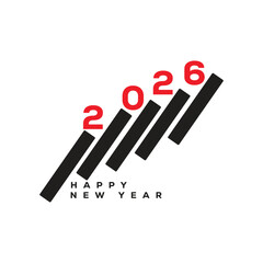 2026 Happy New Year with Upward Trend Graph Design, Minimalist Business Progress and Success Concept Banner, Abstract Finance Growth Typography Vector Illustration