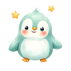 Kawaii Cloud-Shaped Animal Watercolor Clipart &ndash; Pastel Cute Cloud Panda, Bunny, Hedgehog, Owl, Fox, Seal, Kitten, Lamb, Elephant & Penguin &ndash; Soft Fluffy Pastel Creatures PNG