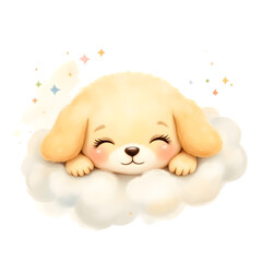 Kawaii Cloud-Shaped Animal Watercolor Clipart &ndash; Pastel Cute Cloud Panda, Bunny, Hedgehog, Owl, Fox, Seal, Kitten, Lamb, Elephant & Penguin &ndash; Soft Fluffy Pastel Creatures PNG