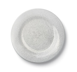 Empty grey speckled ceramic plate