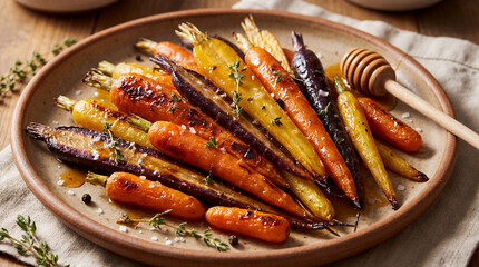 Honey-Roasted Rainbow Carrots with Thyme | Vibrant Vegetable Side Dish