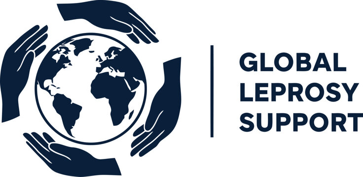Global leprosy support hands embracing earth logo world leprosy day awareness health charity concept - Powered by Adobe