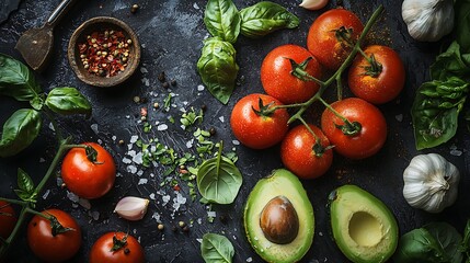 Fresh produce arranged perfectly with natural colors high resolution picture