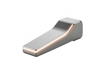 Sleek modern brushed metal electronic device with integrated glowing light strip isolated on transparent background for technology displays and presentations
