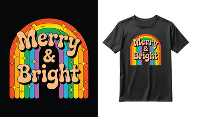 Merry and bright rainbow design for christmas