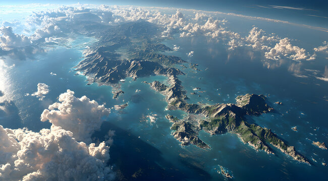 日本列島の衛生写真　空撮　衛星ビュー　　Generative AI