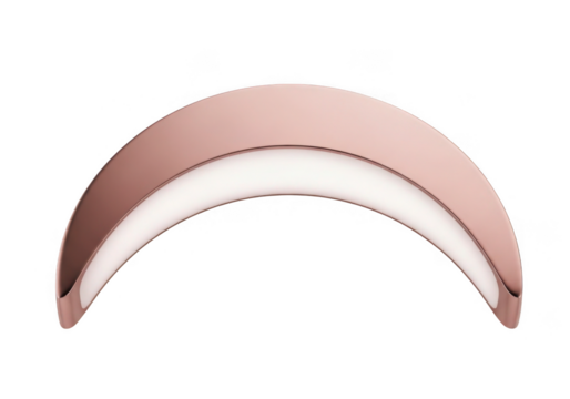 Sleek rose gold curved led light fixture isolated on transparent background for modern interior design, architectural lighting, and ambient illumination use cases