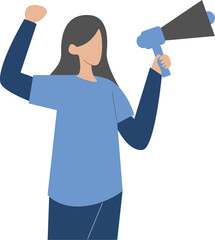 Fototapeta premium Flat vector people holding megaphone. 