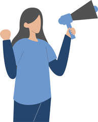 Fototapeta premium Flat vector people holding megaphone. 
