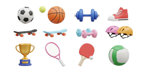 Sports Equipment Collection Soccer Basketball Dumbbells Skateboard Helmets Trophy 80c72ba523ca3b9bf9d4eff2850d0898dr isolated on a transparent background