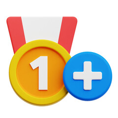 Obraz premium Add 1st Place Medal 3D Icon Isolated On The Transparent Background