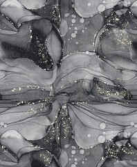 Alcohol ink black marble abstract texture watercolor with glitter, can be used for background, wallpaper, poster, card, invitation, brochure design