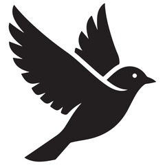 Minimalist Black Bird Silhouette Flying Vector Graphic on White