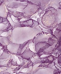 Alcohol ink purple marble abstract texture watercolor with glitter, can be used for background, wallpaper, poster, card, invitation, brochure design