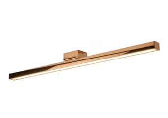 Modern copper linear led light fixture isolated on transparent background for interior lighting, accent illumination, and task lighting use cases