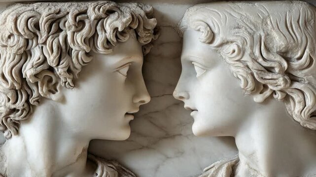 Video A detailed view of two life-sized statues of a man and a woman, perfect for decorative use or as a symbol of love