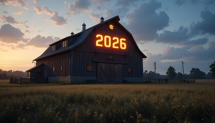 sunset over the farm