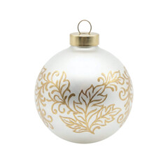 White And Gold Leaf Pattern Christmas Bauble