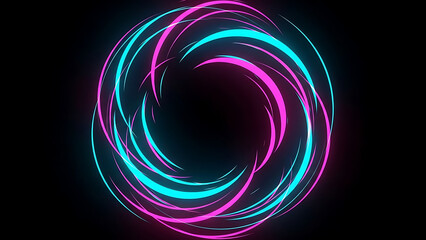 Dynamic neon energy portal background with glowing pink and turquoise light streaks on black