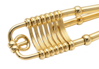 Golden decorative clasp isolated on transparent background, perfect for jewelry design and luxury branding use cases