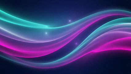 Glowing liquid wave background with vibrant cyan and magenta neon light trails flowing smoothly.