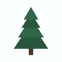 Fototapeta premium Minimalist Low Poly Pine Tree On White Background
