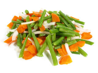Vegetables - Boiled Fresh Vegetables on white Background