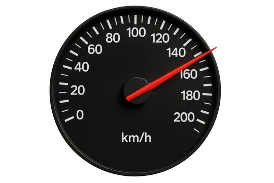 Speedometer showing high driving speed, velocity, and performance indicating urgency or rapid progress on transparent background - Powered by Adobe