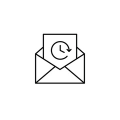 E-mail and clock. Scheduled timed response. Pixel perfect, editable stroke vector icon