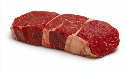Obraz premium Raw Red Beef Steak on White Background