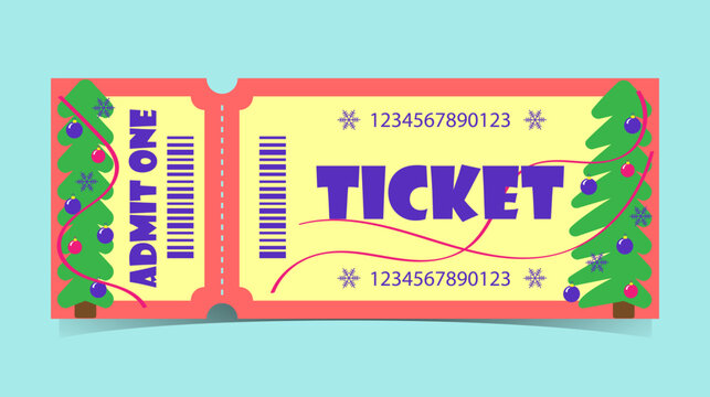 Naklejki Christmas and New Year's Eve party ticket template. New Year's ticket.