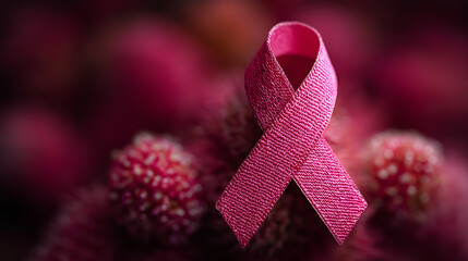 Minimalist pink ribbon awareness symbol on clean background health support charity breast cancer cause generated ai