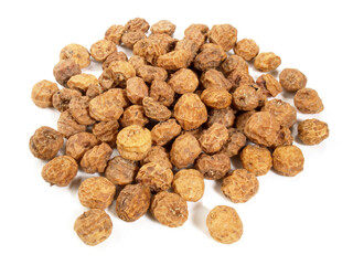 Food and Health - Earth Almonds - Organic Tigernuts on white Background