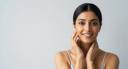 Beautiful Indian Woman with Radiant Skin Smiling