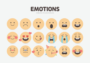 노란 도형의 다양한 감정 표현 일러스트