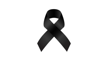 Black ribbon loop animation with smooth gradient on white background and green screen. 4K animated mourning ribbon for memorial videos, tribute messages, and remembrance overlays.