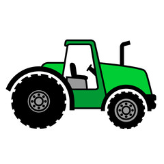 Tractor icon vector. Farm tractor Illustration sign. Agricultural machinery symbol or logo.